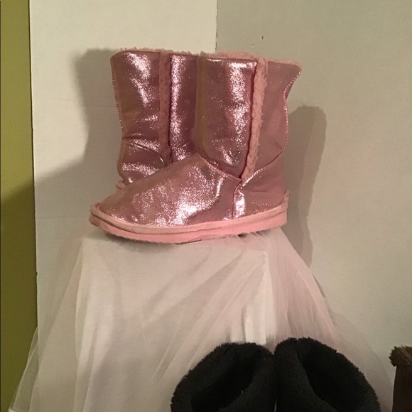Girls Pink Sparkle Boots Size 3 - Picture 2 of 3